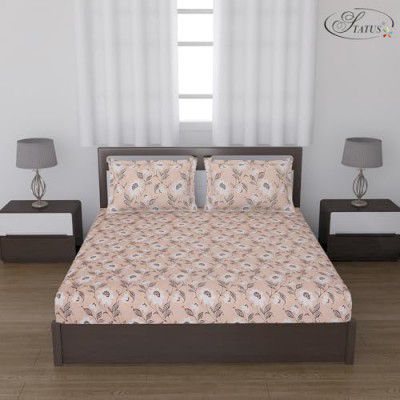 Status Contract Cotton Rich Double Bedsheet with 2 Pillow Covers for Bed Room, Home, Hotel-120 GSM (Brown)