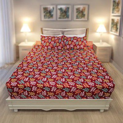 Status Contract Cotton Rich Double Bedsheet with 2 Pillow Covers for Bed Room, Home, Hotel-120 GSM (D3)