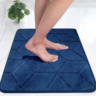 Status Contract Memory Foam Bath Mat Rug,16" x 24" (Blue), Rectangular