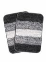 Status Contract Microfiber Striped Anti Skid Latex Back Side Set of 2 Bathmats (Black, 35X50 Cm)...