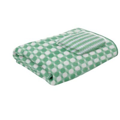 STATUS Contract Microfiber Towels for Bath-Soft Coral Fleece Towel Hook Quick Dry Super Absorbent-Stripes Bath Towel 70 x 140 cm and Hand Towel 40x60cm (Green)