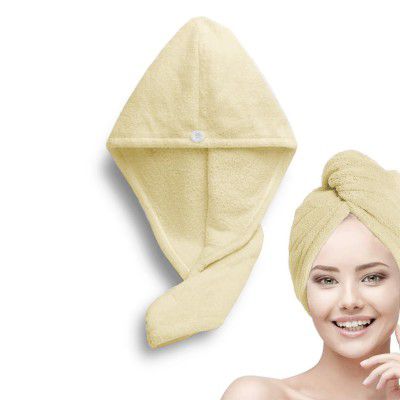 Status Contract Set of 2 Hair Towel Super Absorbent Quick Dry Towel (Yellow - 2)
