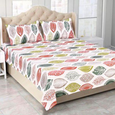 Status Contract Spring Summer Collection-2024 Cotton Rich Double Bedsheet with 2 Pillow Covers for Bed Room, Home, Hotel-120 GSM (Floral)