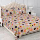 Status Contract Spring Summer Collection-2024 Cotton Rich Double Bedsheet with 2 Pillow Covers for Bed Room, Home, Hotel-120 GSM | (Cream)...