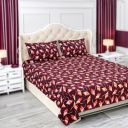Status Contract Spring Summer Collection-2024 Cotton Rich Double Bedsheet with 2 Pillow Covers - 120 GSM (Maroon)...