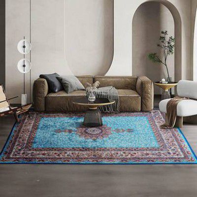 STATUS Light Blue Velvet Carpet (120 cm, X 180 cm, Rectangle)