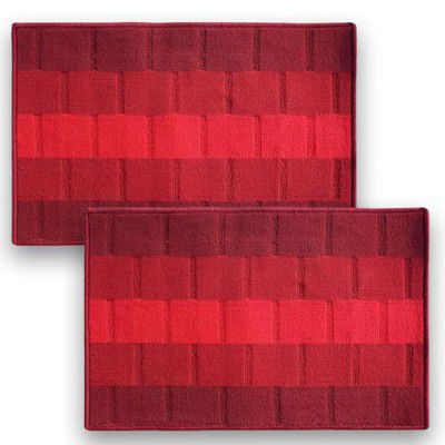 Status Luxury Premium Polypropylene Home Decor Doormats Floor Door Mat (Pack of 2, Red)