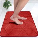 STATUS Memory Foam Bath Mat Rug, Ultra Soft and Non-Slip Bathroom Rugs, 16" x 24" (Red)...