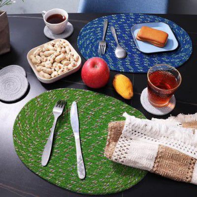 Status Multi-Purpose Braided Place Mat for Home Decor 30x50 cm Multi-Color (Pack of 2) (Color May Vary)