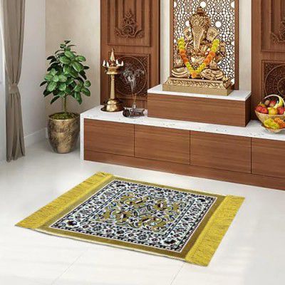 STATUS Multipurpose SacredAura Pooja Prayer Mat 18x18 inch (Beige)