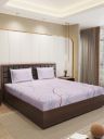 Status Pink & Green Floral Microfiber 210 TC Fitted Double Queen Bedsheet Set- 1...