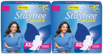 STAYFREE Secure XL Cottony Cover Sanitary Pad (Pack of 80)