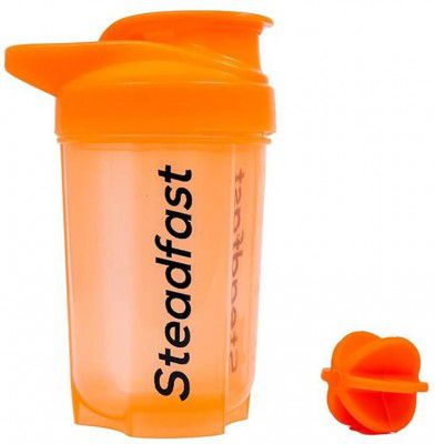 Steadfast NUTRITION Protein Shaker Blender Bottle with Blender Ball 400 ml Shaker (Pack of 1, Orange, Plastic)