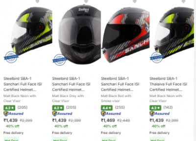 UP TO 56% OFF - Steelbird Biker Helmets