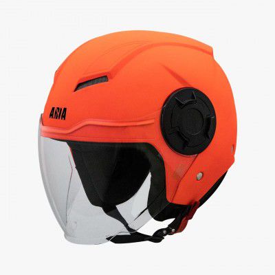 Steelbird HI-GN SBH-31 GLOSSY FLUO RED WITH PLAIN VISOR 580MM (Red,Medium)