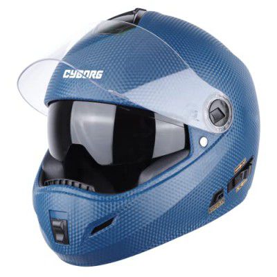 Steelbird Rox Cyborg ISI Certified Full Face Helmet for Men and Women with Inner Smoke Sun Shield and Outer Clear Visor