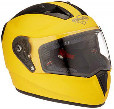 Steelbird SA-1 Aeronautics Full Face Helmet Yellow, Size: L(57-58 cm)