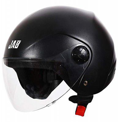 Steelbird SB-02 Classic Jab Open Face Helmet for Men and Women (Medium 580 MM, Natural Black with Plain Visor)