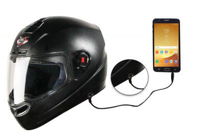 Steelbird SBA-1 7Wings HF ISI Certified Full Face Helmet with Clear Visor Detachable Handsfree Device(Medium 580 MM, Dashing Black)