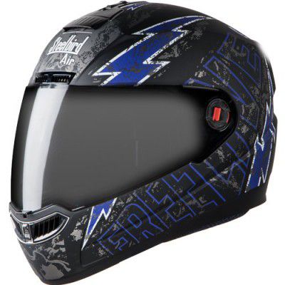 Steelbird SBA-1 Free Live Helmet with smoke visor, Matt Black and Blue, 600 mm