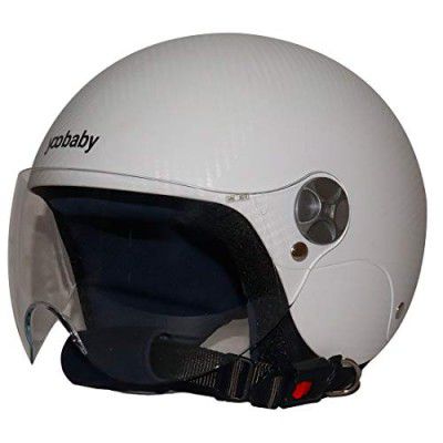 Steelbird SBH-16 Yoobaby Dashing Open Face Helmet for Kids (Small 560 MM, Dashing White with Plain Visor)