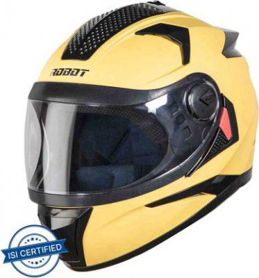 Steelbird SBH-17 Robot Glossy Motorbike Helmet  (GLOSSY MOON YELLOW)