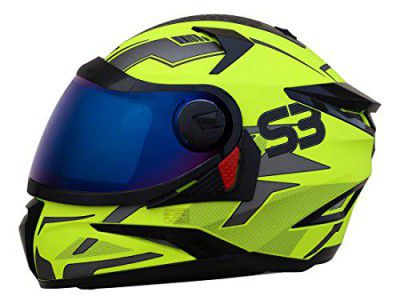 Steelbird SBH-17 Terminator Full Face Graphic Helmet in Glossy Fluo Finish with Chrome Visor