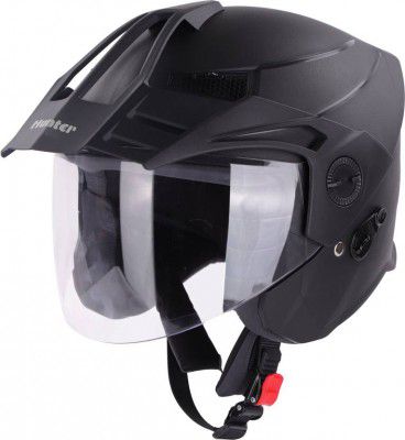 Steelbird SBH-23 Hunter ISI Certified Open Face Motorbike Helmet (Dashing Black with Clear Visor)