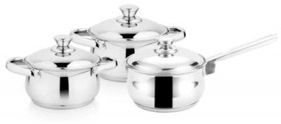 Steelcraft Premium Induction Compatible Stainless Steel Sandwich Base Euro Cookware (Set of 3)