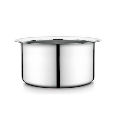 Steelcraft Premium Stainless Steel 12 22G Flat Bottom Tope, Silver Colour|Sturdy and Durable | Capacity- 1900ml |Induction and Gas Stove Compatible| Set of 1