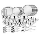 Steelcraft Premium Stainless Steel Apple Dinner Set 57 Pcs, High Grade Quality-with Silver Touch Finish, Kitchen Set for Home, Made in India, Steel Colour...