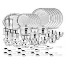 Steelcraft Premium Stainless Steel Dinner Set (Super Deluxe Laser) 57 Pcs, High Grade Quality-with Silver Touch Finish, Kitchen Set for Home, Made in India, Steel Colour...