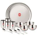 Steelcraft Premium Stainless Steel Farm Dinner Set-16 Pcs High Grade Quality-with Silver Touch Finish, Kitchen Set...