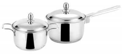 Steelcraft Premium Stainless Steel Gas Stove and Induction Friendly Caviar Cookware Set /1 Pc Sauce Pan 16 cm(1200ml)/ 1 Pc Casserole 14 cm(850ml) with Steel Lid Set of 2