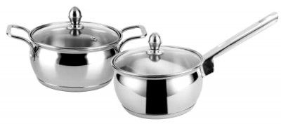 Steelcraft Premium Stainless Steel Gas Stove and Induction Friendly Benz Cookware Set /1 Pc Sauce Pan(1200ml) / 1 Pc Casserole(850ml) with Glass lid – Induction Friendly – Set of 2.