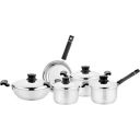 Steelcraft Premium Stainless Steel Induction Bottom Sapphire Cookware Family Combo Casserole (14, 18 cm), Kadhai with Steel lid (20 cm), Frypan (20Cm) and Saucepan (16 cm) Cook and Serve Set of 5 Pcs...