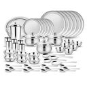 Steelcraft Premium Stainless Steel Kalpatru Dinner Set 51 Pcs, High Grade Quality-with Silver Touch Finish, Kitchen Set for Home, Made in India, Steel Colour...