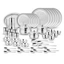 Steelcraft Premium Stainless Steel Kalpatru Dinner Set (Laser) 51 Pcs, High Grade Quality-with Silver Touch Finish, Kitchen Set for Home, Made in India, Steel Colour...