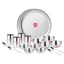 Steelcraft Premium Stainless Steel Olive Dinner Set-24 Pcs High Grade Quality-with Silver Touch Finish, Kitchen Set...