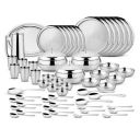 Steelcraft Premium Stainless Steel Rajasahi Dinner Set (Hammered) 57 Pcs, High Grade Quality-with Silver Touch Finish, Kitchen Set for Home, Made in India, Steel Colour...