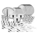 Steelcraft Premium Stainless Steel Rajwada Dinner Set 63 Pcs, High Grade Quality-with Silver Touch Finish, Kitchen Set for Home, Made in India, Steel Colour...