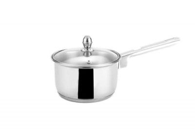 Steelcraft Premium Stainless Steel Raven Saucepan with Glass lid -14 cm, 790ml (Induction Friendly) Cook and Serve, for Multipurpose Cooking, Silver, Set of 1