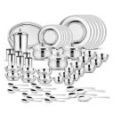 Steelcraft Premium Stainless Steel Royal Dinner Set (Laser) 51 Pcs, High Grade Quality-with Silver Touch Finish, Kitchen Set for Home, Made in India, Steel Colour...