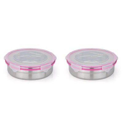 STEELLOCK Airtight Stainless Steel Containers for Kitchen – Food Storage Containers with Lids Leak Proof For Fridge Office Kids School (1450 ml, Pink, Pack of 2, SL-1403)