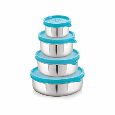Steellock Flex Stainless Steel Containers Size Deep 150ml x 1, 250ml x 1, 500ml x 1, 700ml x 1 (Turquoise)