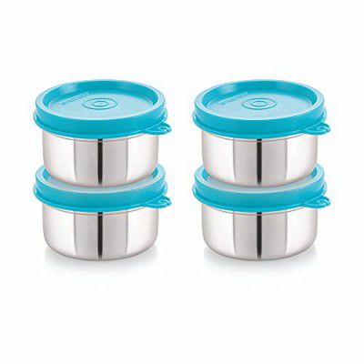 STEELLOCK Flex Stainless Steel Containers Size Deep 700ml x 4 (Turquoise)