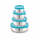 Steellock Flex Stainless Steel Containers Size Deep 150ml x 1, 250ml x 1, 500ml x 1, 700ml x 1 (Turquoise)...