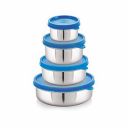 STEELLOCK Flex Stainless Steel Containers Size Deep 150ml x 1, 250ml x 1, 500ml x 1, 700ml x 1 (Blue)...