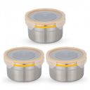STEELLOCK Stainless Steel Airtight Container| SL-1302-set of 3, 550ml each, Yellow...