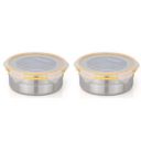 STEELLOCK Stainless Steel Container/Dabba with 4 Side Clip Lock see through Lid for Office & School Use/Food Grade/Air Tight/Easy to Carry/Leak Proof (SL-1602-1pcs X 3000 ml, Yellow)...